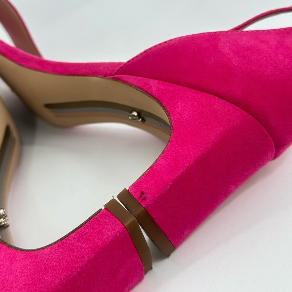 SAM EDELMAN Torrence Block Fuschia Hot Pink Suede Ankle Strap 2" Shoes Size 9.5 - Picture 4 of 8